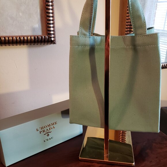 Prada Mini Canvas Lunch Bag Tote in Green New with Box - Picture 2 of 7